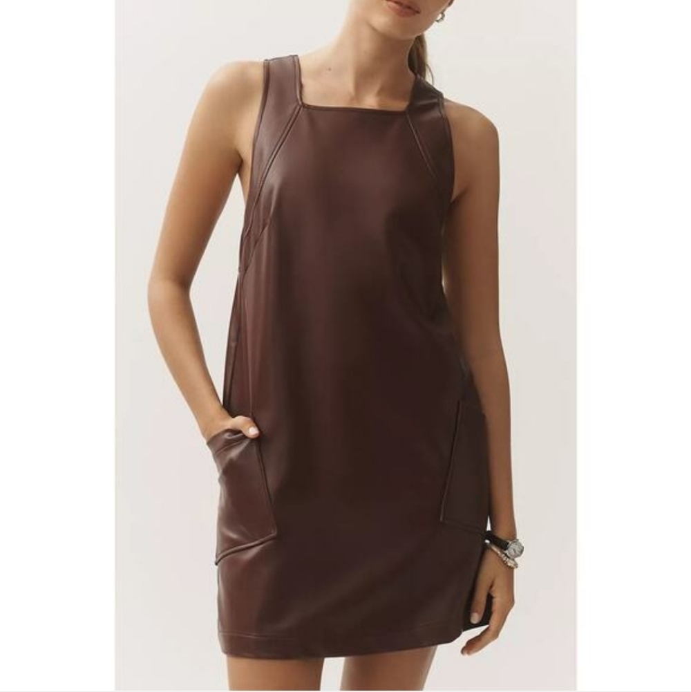 NWT Maeve Sleeveless Faux Leather Shift Mini Dress